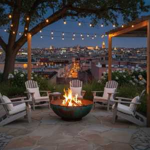 Hammered Copper <b>Fire</b> Bowl – Turquoise & Rust Patina | Handcrafted <b>Outdoor</b> <b>Fire</b> Pit | Moroccan Artisan - Product Image 4