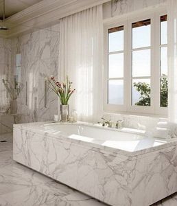 Bañera Independiente de Mármol Natural Tallada a Mano de Lujo, con Desagüe, Ecológica, Estilo Europeo Rústico, para Hotel o Apartamento - Product Image 1