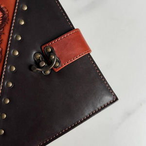 Diario de cuero con relieve de lobo hecho a mano, cuaderno A5 recargable, diario de cuero genuino rústico, papel de máquina, regalo para hombre - Product Image 4