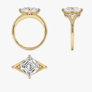 แหวนเพชรทรงแอสเชอร์ 3 กะรัต เพชรเลี้ยงในห้องปฏิบัติการ ทองคำแท้ 14K แหวนหมั้นเพชร แหวนแต่งงาน - Product Image 2