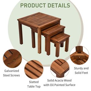 Tavolini da Esterno in Legno di Acacia - Set Multifunzionale per Patio - Product Image 5