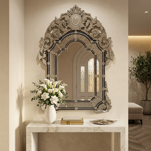 Espejo Decorativo de Pared Estilo Veneciano de Lujo |   Espejo Antiguo con Marco Tallado de Estilo Barroco |   Espejo Decorativo Vintage para Sala de Estar o Entrada - Product Image 4