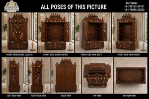 Peacock Design Door Carving Wooden Pooja <b>Mandir</b> Buy Traditional Style Solid Wood Temples For Pooja Room With Storage Cabinets - Product Image 6