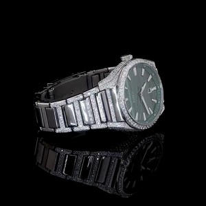 Montre unisexe de luxe avec diamants naturels, boîtier en acier inoxydable, cadran en verre bleu, mouvement mécanique automatique ETA, réserve de marche, 38 mm - Product Image 5
