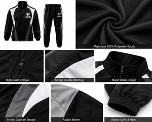 Chándal Deportivo Personalizado de Poliéster para Hombre, con Cremallera Completa, Conjunto de Entrenamiento, Ropa Deportiva, Fabricación OEM ODM - Product Image 4