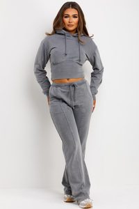 Ensemble de survêtement unisexe en molleton 100 % coton délavé à l'acide avec logo personnalisé de haute qualité, style streetwear, poids lourd, pour femme - Product Image 5