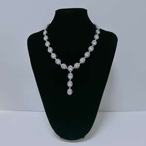 Classic Rhodium Plated Brass CZ <b>Statement</b> <b>Necklace</b> for Women-Party Wedding & Anniversary Gift - Product Image 2