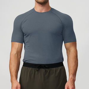 T-shirt de sport pour homme, noir, manches longues, col rond, coupe ajustée, séchage rapide, léger, tricoté, compression, couleur unie, polyester, athlétique - Product Image 5