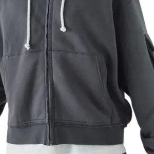 Custom Men’s Boxy Full <b>Zip</b> Hoodie Utility Sleeve Pocket Drawstring <b>Hood</b> Relaxed Urban <b>Zip</b> Up Sweatshirt Manufacturer - Product Image 6