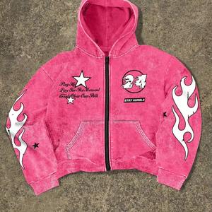 Sweat-shirt à capuche personnalisé avec impression de lettres, sweat-shirt rouge graphique amusant automne/hiver, sweat-shirt à fermeture éclair hip-hop - Product Image 3