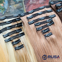 Extensions de cheveux humains vierges RUSA à clipser, Remy vietnamiennes, pointes pleines, couleur marron, double trame machine, double tirage, 10-34 pouces