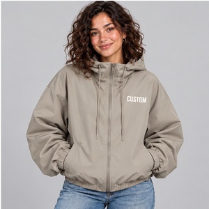 Best quality <b>Women</b> Royal Blue Track Windbreaker Jacket Stand Collar Piping Oversized Sportswear Street Wear Casual <b>Coat</b> - Product Image 1
