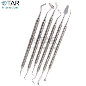 Dental Filling Spatulas Set of 6 Plated Heads Knurled Handles Composite Resin Restoration Thick Handle Design - Product Image 3
