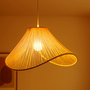 Lampe suspendue en jute à motif ondulé, 100% tissée à la main, abat-jour géométrique, style bohème, lampe suspendue d'intérieur - Product Image 2