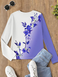 Camiseta de manga larga para mujer con estampado de dibujos animados, cuello redondo, suave, diseño asimétrico, de poliéster tejido, informal, para primavera, con letras, para San Valentín - Product Image 3
