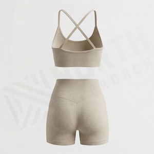Ensemble de vêtements de sport de qualité supérieure pour femmes, vêtements de fitness personnalisés, shorts taille haute, soutien-gorge, vêtements de yoga, tenue de sport - Product Image 2