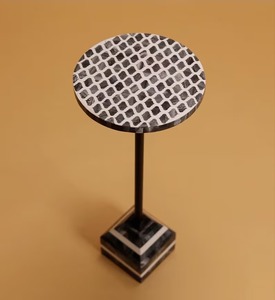 Mesa de centro decorativa con acabado de resina de alta calidad y superficie redondeada para el hogar, mueble para hotel. - Product Image 1