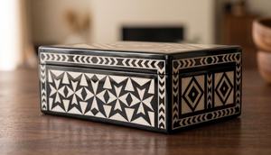 Beautiful Bone Inlay Jewelry <b>Box</b>-Modern Luxury Design Multifunctional Eco-Friendly <b>Stackable</b> Tabletop Storage Home Living Room - Product Image 3