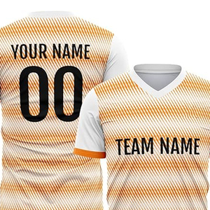เสื้อฟุตบอลโพลีเอสเตอร์ 100% ระบายอากาศได้ดี แห้งเร็ว พิมพ์ลายแบบรีดร้อน ปรับแต่งชื่อทีมและโลโก้ได้ ในราคาประหยัด - Product Image 6