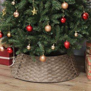 Gonna per Albero di Natale in Plastica Intrecciata Rustica da 27 Pollici per Decorazioni Natalizie, Caffè e Feste, con Supporto e Accessori - Product Image 2