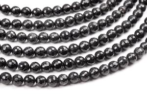 ลูกปัดพลอยไพลินธรรมชาติแท้ สีดำ ทรงกลมเหลี่ยมเล็ก สำหรับทำเครื่องประดับ สร้อยข้อมือ DIY - Product Image 3