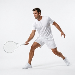 Conjunto Deportivo de Tenis para Hombre, Color Blanco, Estampado, Manga Corta, Transpirable, de Poliéster Premium, Cuello Redondo, Corte Regular, Elástico - Product Image 3