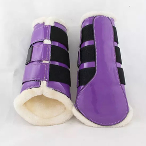 Bottes de protection pour chevaux, couleur unie, matériau en polaire, design rose pailleté pour la protection des jambes des chevaux - Product Image 4