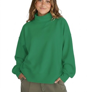 Sweat-shirt à col montant décontracté imprimé sur mesure pour femmes, OEM ODM, polyester et coton de haute qualité, coupe-vent, respirant, vêtements d'hiver - Product Image 3