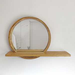 Modern Handmade Eco-Friendly Round Wooden Wall <b>Mirror</b> with Natural Wood Finish - Product Image 3