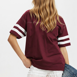 T-shirt personnalisé à col rond pour femme, coupe lourde, épaules tombantes, 220g, respirant, avec logos brodés et appliqués, style streetwear - Product Image 6