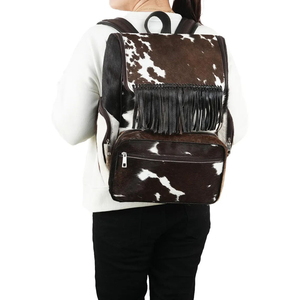 Mochila de Cuero Vacuno con Flecos, Estilo Bohemio, Múltiples Bolsillos, Unisex, Mochila de Día con Respaldo Suave, 15 Pulgadas - Product Image 5