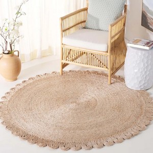 Tapis artisanal écologique, antibactérien, antidérapant, adapté aux animaux, réversible, style bohème, tissage plat, rembourré, géométrique, en laine et jute - Product Image 5