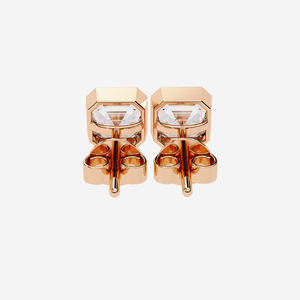 Pendientes de Diamante Cultivado en Laboratorio con Corte Asscher de 1 Quilate, Oro Rosa de 14K, Engaste de Bisel Cuadrado, Joyería Nupcial Minimalista IGI - Product Image 5