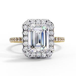 แหวนหมั้นและแหวนแต่งงาน Aries Jewel รุ่น Halo ประดับเพชรเม็ดเดี่ยว 2 กะรัต คุณภาพ E VVS VS รูปทรง Emerald Cut เพชรเพาะเลี้ยงในห้องปฏิบัติการ ตัวเรือนทองคำแท้ 14K - Product Image 1