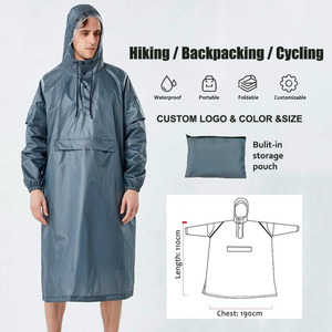 Poncho Impermeable con Capucha Unisex Azul Marino, Corte Holgado y Largo con Bolsillos, Apto para Mochila, Talla Adulto - Product Image 3