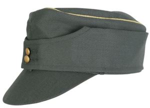 Casquette de Cadet Vintage à Calotte Plate, Chapeau de Campagne Unisexe pour Extérieur, Reproduction WW2, Casquette de Campagne Allemande M43 en Gabardine avec Passepoil Doré - Product Image 6
