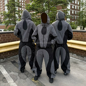 Wholesale Custom Mens Color Block Patchwork Windbreaker Polyester Nylon Tracksuit Mens Track Zip up Jacket and Shorts <b>Set</b> new - Product Image 5
