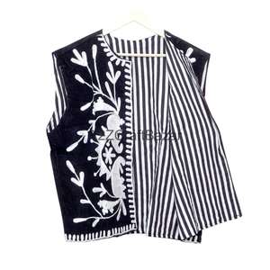 เสื้อกั๊กผ้าทอลายดอกไม้พิมพ์ลายสไตล์ซูซานีสำหรับผู้หญิง แบรนด์ Cotrise รุ่น Regular แขนตัดเย็บแบบเสื้อแจ็คเก็ต เหมาะสำหรับฤดูใบไม้ผลิ/ฤดูใบไม้ร่วง ทำด้วยมือ - Product Image 6