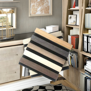 Panneau mural acoustique en fibre de polyester PET 100% rectangulaire décoratif insonorisant pour salon ou appartement, finition en bois de caoutchouc - Product Image 1