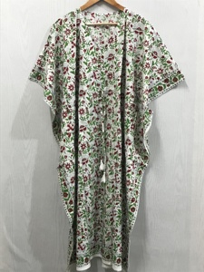 Custom New Solid Print Luxury Kaftan Floral Printed 100% Cotton Satin Spring Autumn Summer Beach Cover <b>up</b> for Gift Great Price - Product Image 2