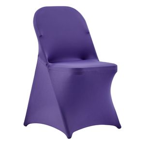 50 Pezzi Coprisedia Elasticizzati in Poliestere Spandex Viola con Motivo a Balze per Matrimoni, Feste, Banchetti, Sedie con Parte Anteriore Piatta - Product Image 1