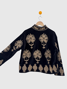 Veste en velours brodée de fleurs, col mandarin, manches longues, grande taille, vêtements d'automne pour femmes - Product Image 2