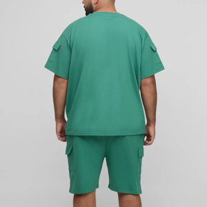 Conjunto de 2 Piezas Personalizado de Camiseta y Pantalones Cortos para Hombre, 100% Algodón de Peso Medio, Logotipo Serigrafiado Personalizado, Color Sólido, Talla Grande, Ecológico - Product Image 3