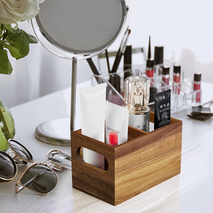 Wholesale Acacia Wooden <b>Remote</b> <b>Holder</b> Caddy 2 Slots Bathroom Storage Organizer Best Price from Vietnam - Product Image 3