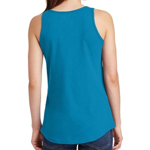 Women's Teal Knitted Scoop Neck Tank <b>Top</b> Casual Solid Color Regular Length - Product Image 2