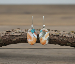 Boucles d'oreilles pendantes en cuivre et turquoise naturelles, argent 925, plaqué or rose et or jaune, ovales, faites à la main, bijoux pour femmes, cadeau - Product Image 4