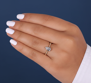 Anillo de Compromiso con Diamante Cultivado en Laboratorio de 1.06ct, Corte Pera, VVS2, Certificado IGI, Chapado en Rodio, Oro Amarillo, Pavé, para Mujer, Venta al Por Mayor, Personalizado - Product Image 6