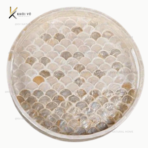 Plateau de service élégant en nacre fait main, écologique, doré, personnalisé OEM/ODM pour la présentation et la décoration de plats de traiteur - Product Image 6