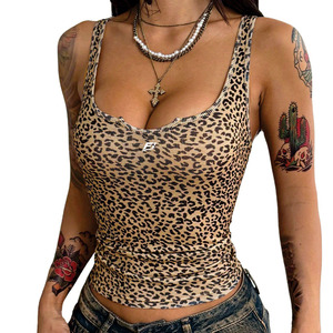 เสื้อกล้ามทรงเข้ารูปลายเสือดาวแฟชั่นสำหรับผู้หญิง ผ้าริบยืดได้ ไม่มีแขน สไตล์ลำลอง แบรนด์ส่วนตัว เสื้อผ้าฤดูร้อนสำหรับผู้หญิง สินค้าจากสหรัฐอเมริกา - Product Image 1