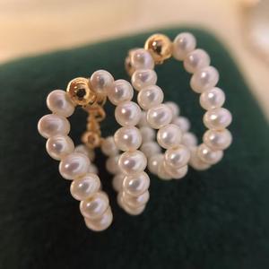 Pendientes de Aro con Perlas y Aguja de Plata 925 para Mujer, Diseño Retro, Atractivo y Versátil, Accesorio de Moda en Internet - Product Image 5